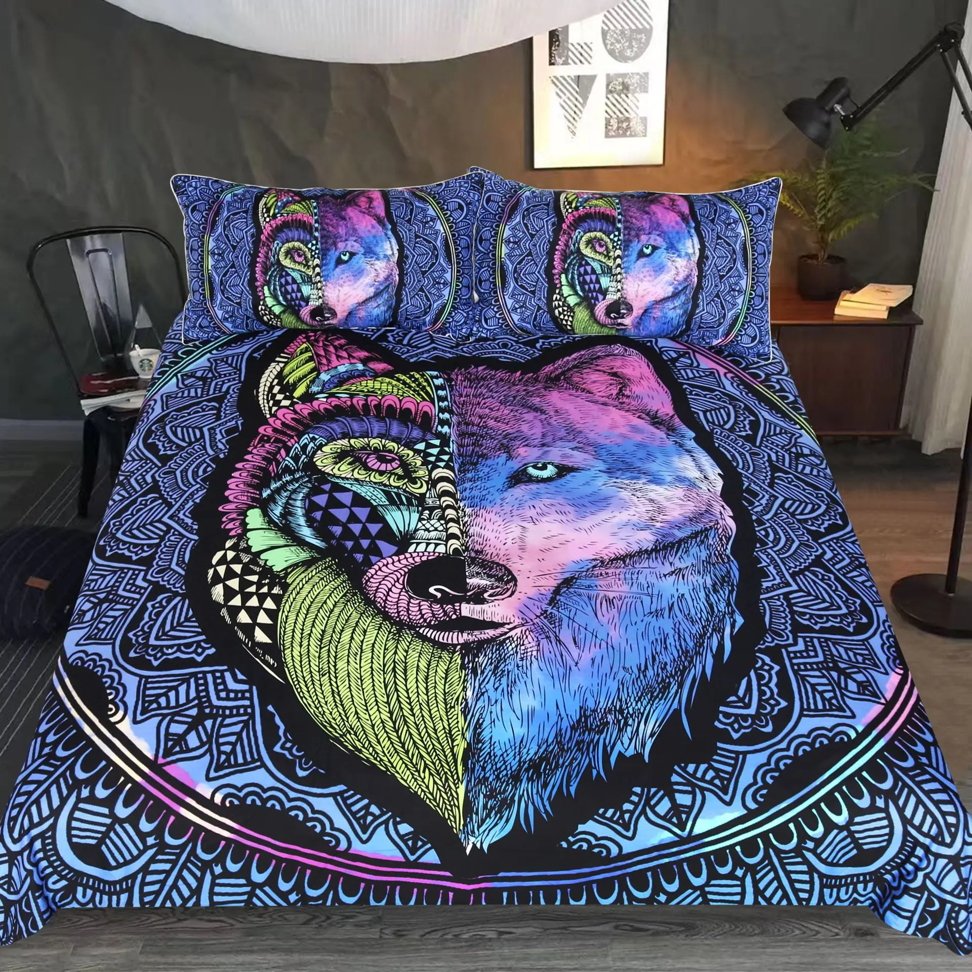 

Duvet Cover Planet Moon Eclipse Bedclothes Wolf Bed Cover Galaxy Print Home Textiles For Adult Queen
