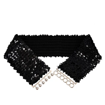 

Black New Lady Fashion Sequins Elastic Stretch Shinning Waist Band Casual Belt