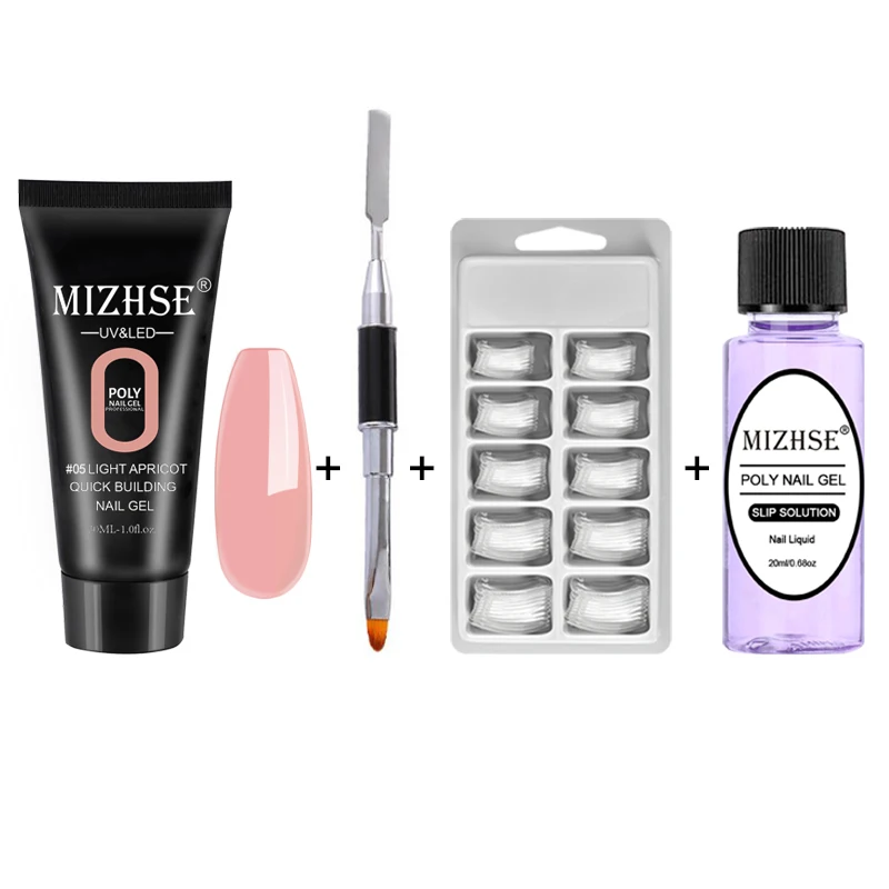 MS-Set02-P05 MIHZSE термальный поли удлиняет УФ-Гель-лак для ногтей строитель УФ-полигель набор 6 Вт Светодиодный светильник Гель-лак плюс Основа и верхнее покрытие - Цвет: MS-Set02-P05