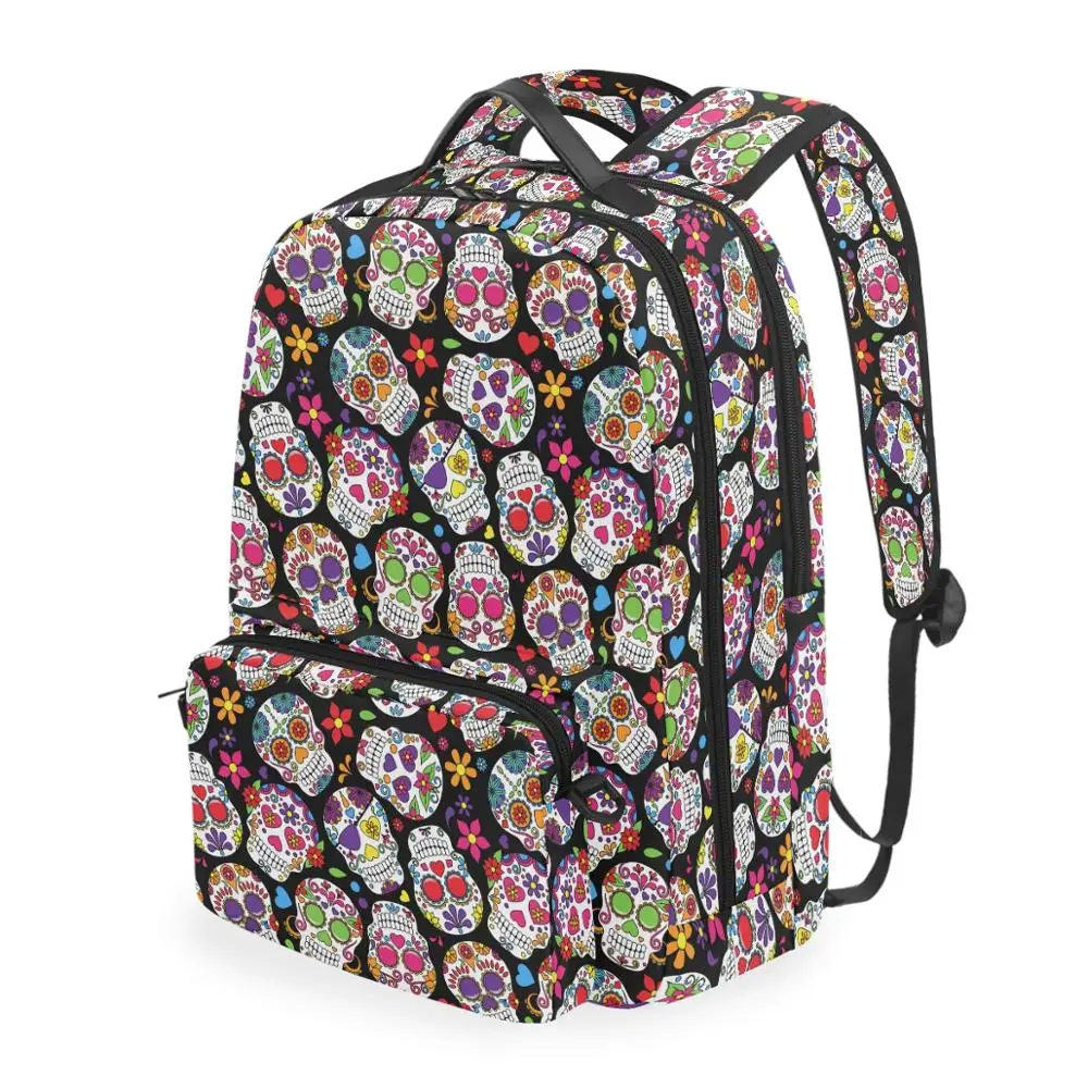 

ALAZA School Bag Women 2-in-1 multi-function Backpack girl SKULL print Detachable Backpacks Student pink Schoolbags Leisure bag