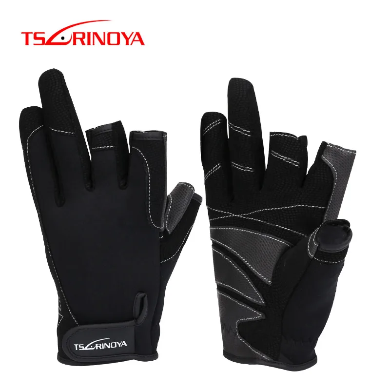 

TSURINOYA L XL Fishing Gloves 3 Half-Finger Outdoor Fishing Equipment Men Non-Slip Winter Ice Fishing Protective Gloves Tackle