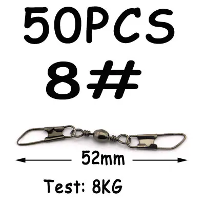 50pcs size 8 50 шт./20 шт. рыболовные бочки для соленой воды, Вертлюги с двойными безопасными защелками, булавка, аксессуары для рыболовных снастей - Цвет: 50pcs size 8