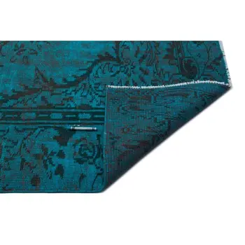 

Handmade Turquoise Vintage Overdyed Turkish Area Rug 186x283 Cm-6'1''X9'3''
