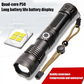 

P50 strong photoelectric quantity display LED long-range P70 telescopic zoom night fishing USB rechargeable strong light flashli