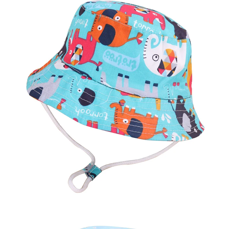 Silicone Anti-lost Chain Strap Adjustable  Spring Summer Baby Bucket Hat For Children Cartoon Animal Fisherman Cap Boys Girls Cotton Breathable Autumn Outdoor Sun Hats crochet baby accessories