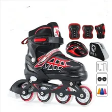 Взрослые детские регулируемые размеры роликовые коньки, ботинки полный набор встроенных коньков флэш начинающих мужчин и женщин