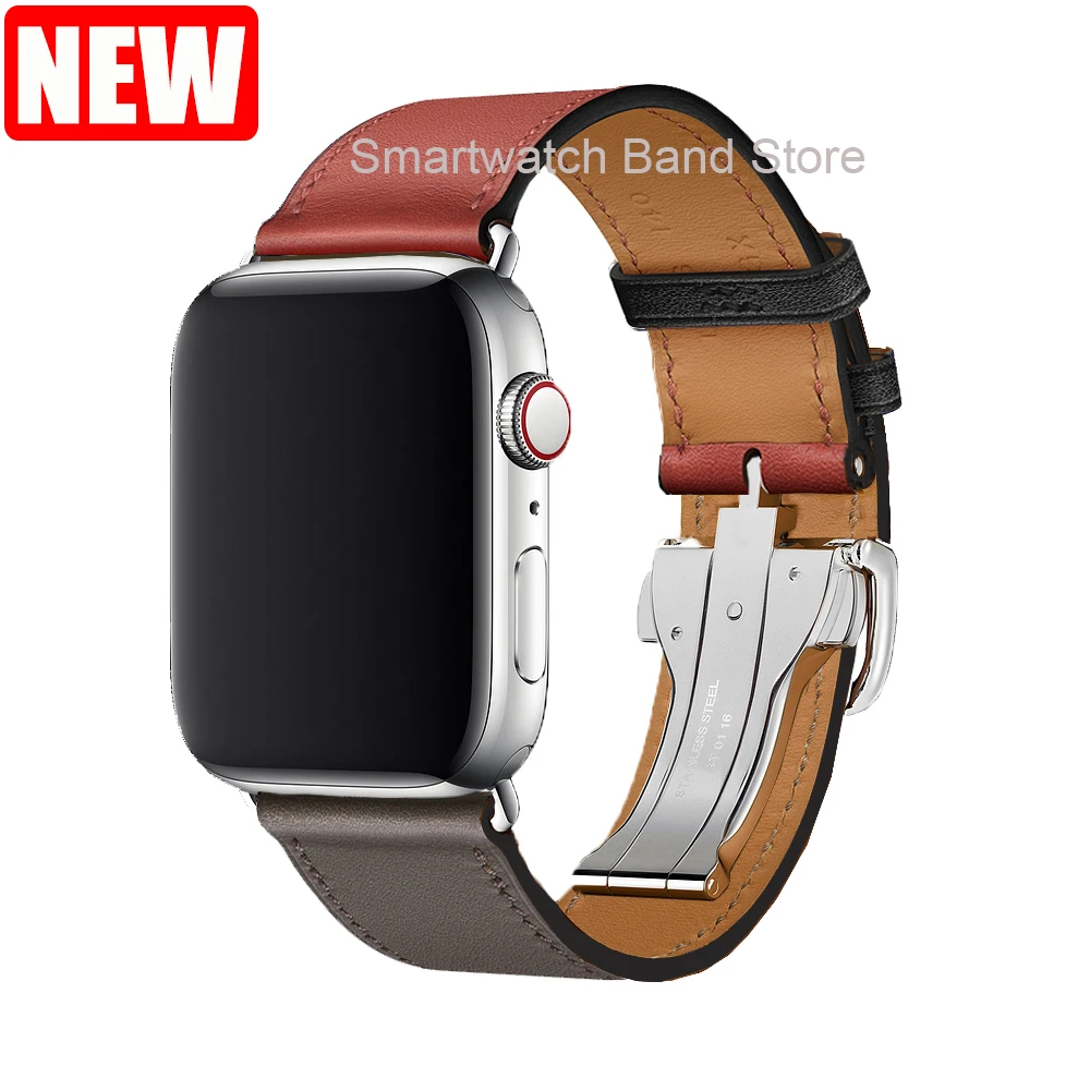 Ремешок для Apple Watch Band из натуральной кожи с одной пряжкой 5 4 3 2 1 кожаный ремешок
