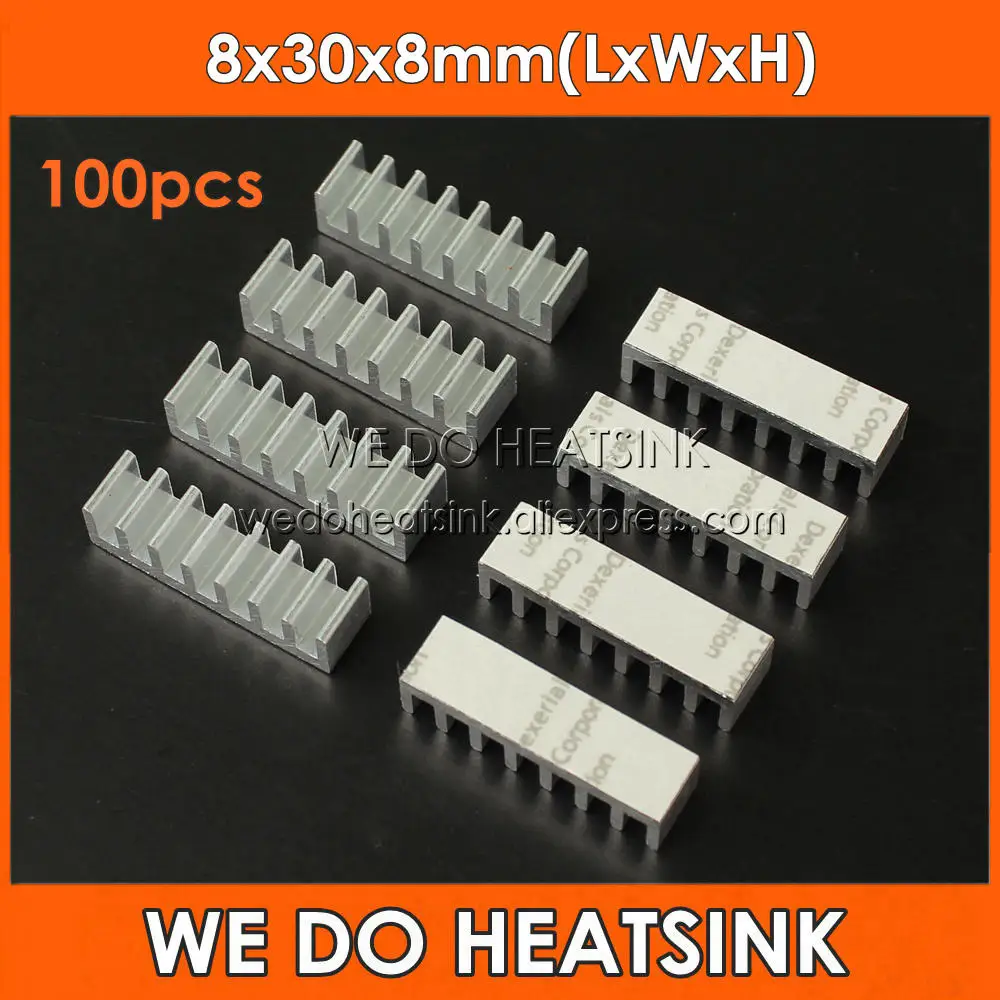 100pcs 8x30x8mm DIY Extruded Epoxy Attach On Heat Sink With Thermal