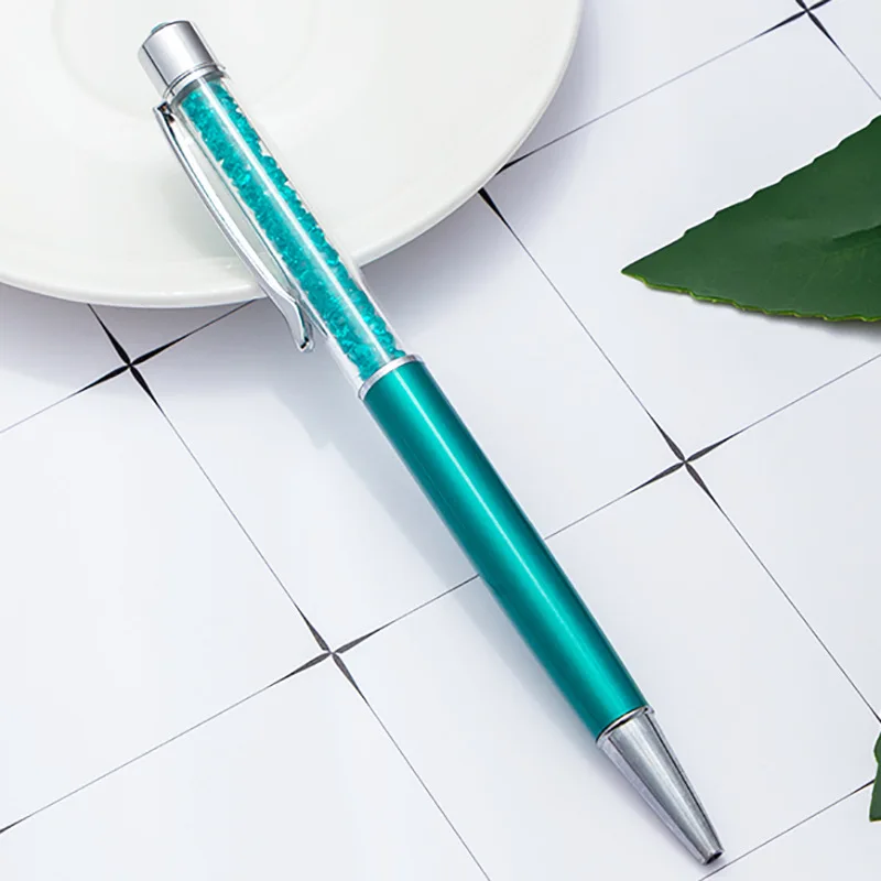 Хрустальная Роскошная шариковая ручка, металлические вращающиеся шариковые ручки для письма, школьные канцелярские принадлежности, персонализированные офисные подарки - Цвет: Blue1Pc