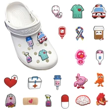 1PCS Medical Supply PVC Shoe Charms Thorax Accessories Shoe Decoration Pill Blood Medicine Box Viscera Tooth Ornaments Kids Gift