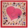 New arrival 90*90cm Luxury Brand Women Silk Scarves Heart and Lipstick Design Square Scarves Spring Summer Shawls For Ladies 2