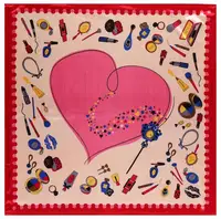 New arrival 90*90cm Luxury Brand Women Silk Scarves Heart and Lipstick Design Square Scarves Spring Summer Shawls For Ladies 2