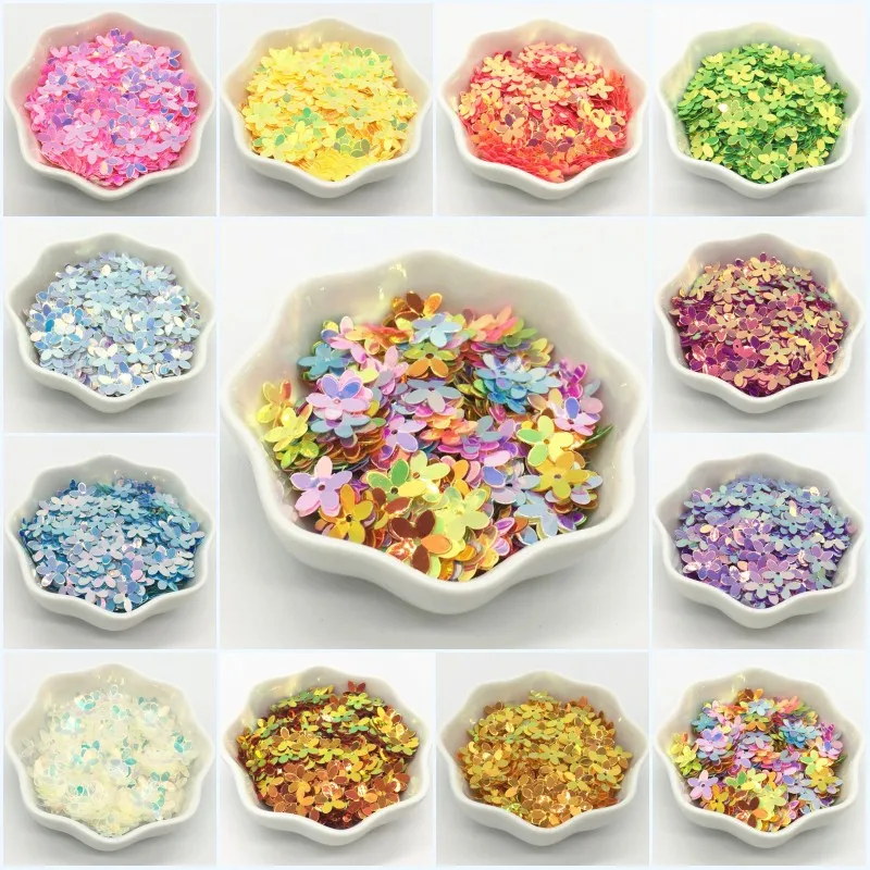 

Sequin 10mm Flower Loose Round Cup Five-finger Flowers Loose Sequins Paillettes Sewing Accessories for Clothing DIY Crafts 20g