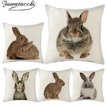 

Fuwatacchi Little Rabbit Pattern Cushion Covers Animal Printed Pillow Cover Throw Pillow Cases 45X45cm Sofa Chair Decoration
