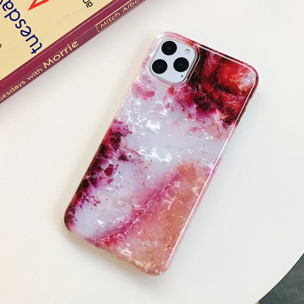 Чехол для телефона LOVECOM для iPhone 11 Pro Max XR XS Max 6 6S 7 8 Plus X Dream Conch Глянцевая мраморная мягкая IMD задняя крышка на весь корпус подарки - Цвет: d