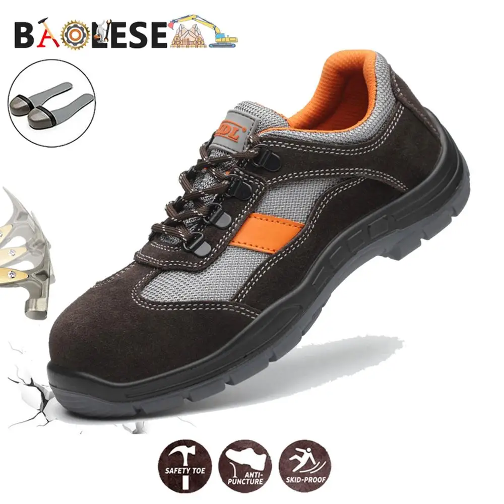 

BAOLESEM New Man Safety Shoes Work Anti-piercing Male Work Sneakers Breathable Men Shoes Steel Cap Toe Anti-Smashing Lightweight