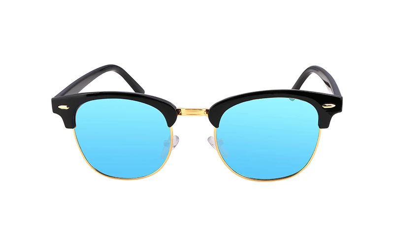 Винтажные Солнцезащитные очки с полуоправой в оправе для мужчин и женщин, Классические солнцезащитные очки с металлическими заклепками B2242