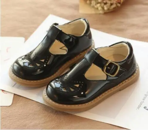 Новая детская летняя кожаная обувь для маленьких девочек и мальчиков, детская модельная обувь в стиле ретро для детей 1, 2, 3, 4, 5, 6, 7 лет, Новинка - Цвет: Черный