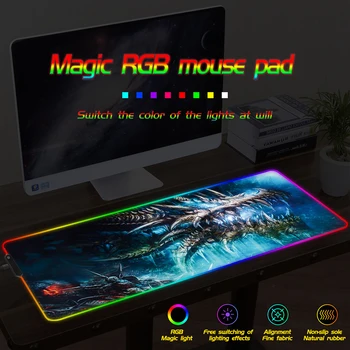 

FFFAS World of Warcraft HD One-piece Mouse Pad LED Color Lighting RGB Computer Mouse Pad Locking-Edge Thickening Carpet Mat
