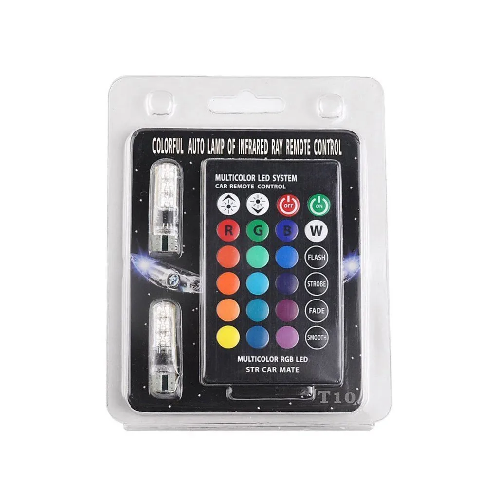 Автомобильный светильник RGB T10-6smd лампы дистанционного Управление автомобиля Ширина светильник мерцающий светильник атмосфера светильник светодиодный автомобильный светильник s внешней 12V 1122