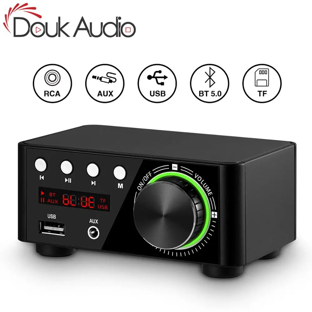 

Douk audio Mini TPA3116 Power Amplifier Bluetooth 5.0 Receiver Stereo Home Car Audio Amp USB U-disk Music Player