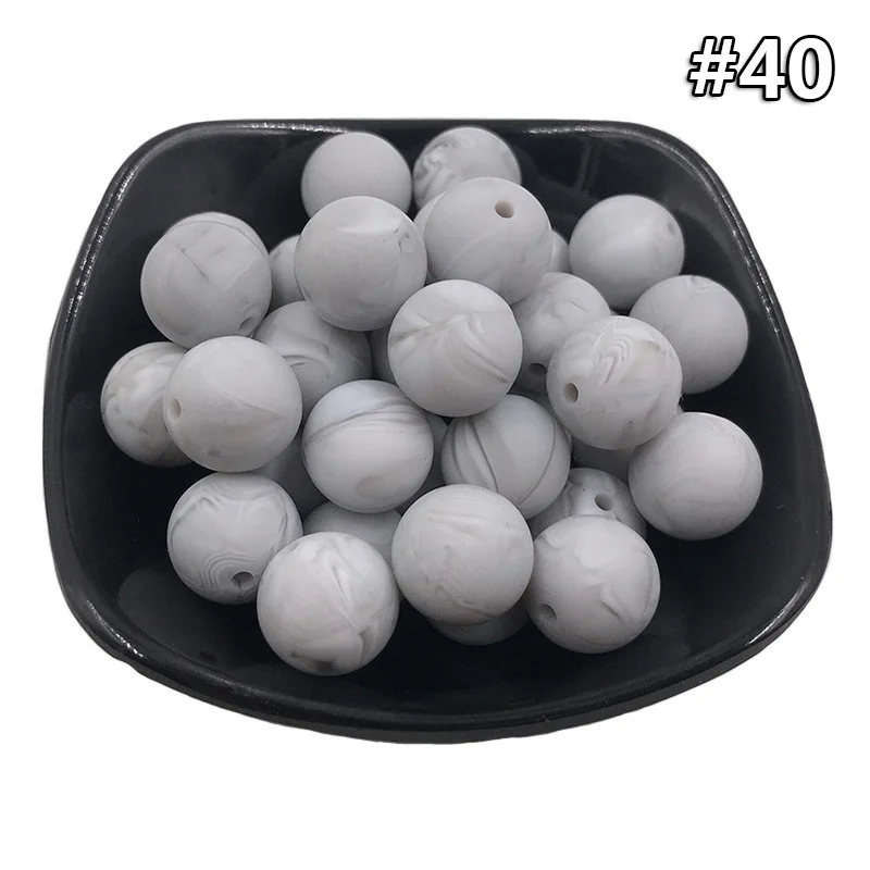 20Pcs Beads 40 20 шт. 9 мм Силиконовые Круглые Бусины Пищевой класс Детские Прорезыватели для зубов круглые продукты жевательные соски цепи бусы-клипсы Детские трофеи игрушки - Цвет: 20Pcs Beads 40