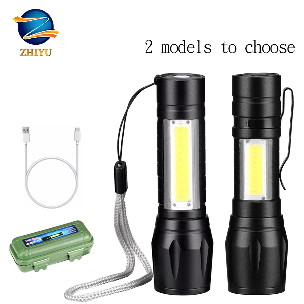 ZHIYU rechargable Portable LED Flashlight COB+XPE LED Torch Waterproof Camping Lantern Zoomable Focus Light Tactical Flashlight|LED Flashlights| - AliExpress