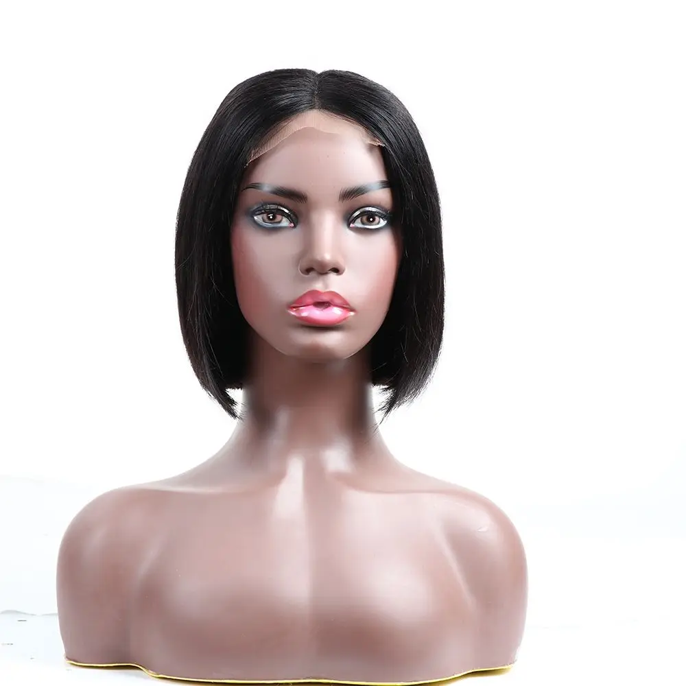 Lace frontal closure human hair wig bob short wig for black women brazilian straight 150% density remy frontal