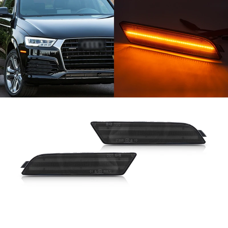 2pcs Error Free Smoked Front Amber Led Side Marker Lights For Audi Q3