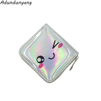 

2020 Women cat Wallets Zipper Coin Purse Portfel Cute Small Wallet Women Purse Card Holder Laser Holographic Wallet Carteira