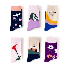 Ins/стильные женские носки; сезон осень; хлопковые впитывающие пот носки с забавным рисунком; носки с героями мультфильмов; хипстерские женские носки