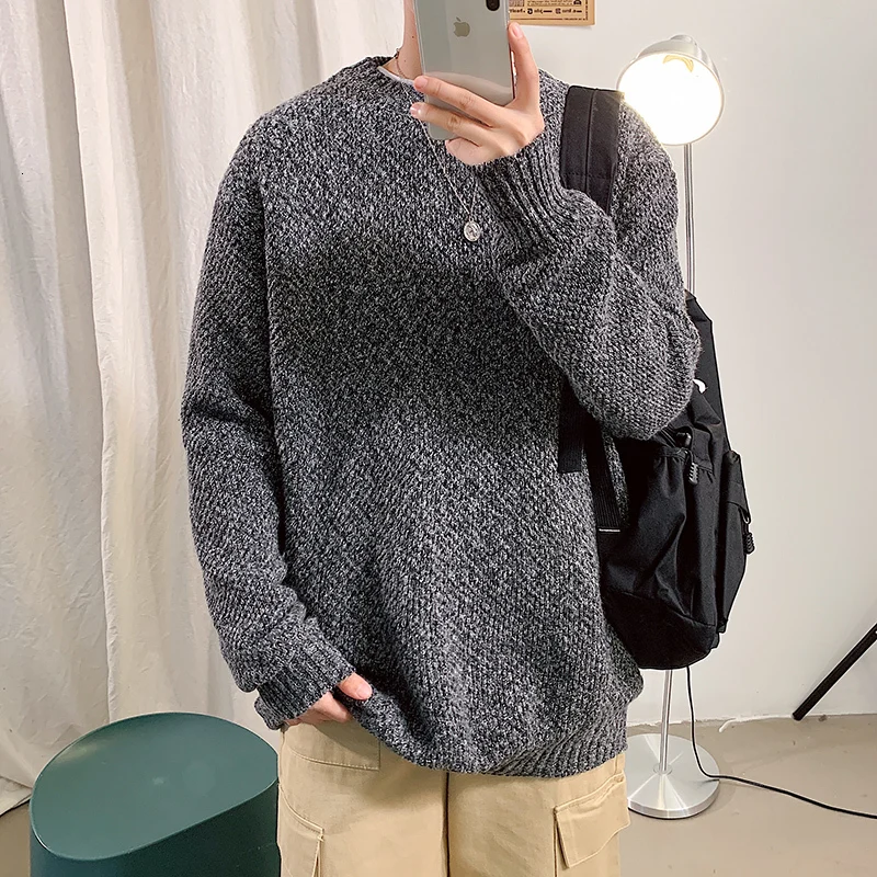 Winter Thick Sweater Men Warm Fashion Casual O neck Knitted Pullover Mens Loose Knitting Sweaters Male 3