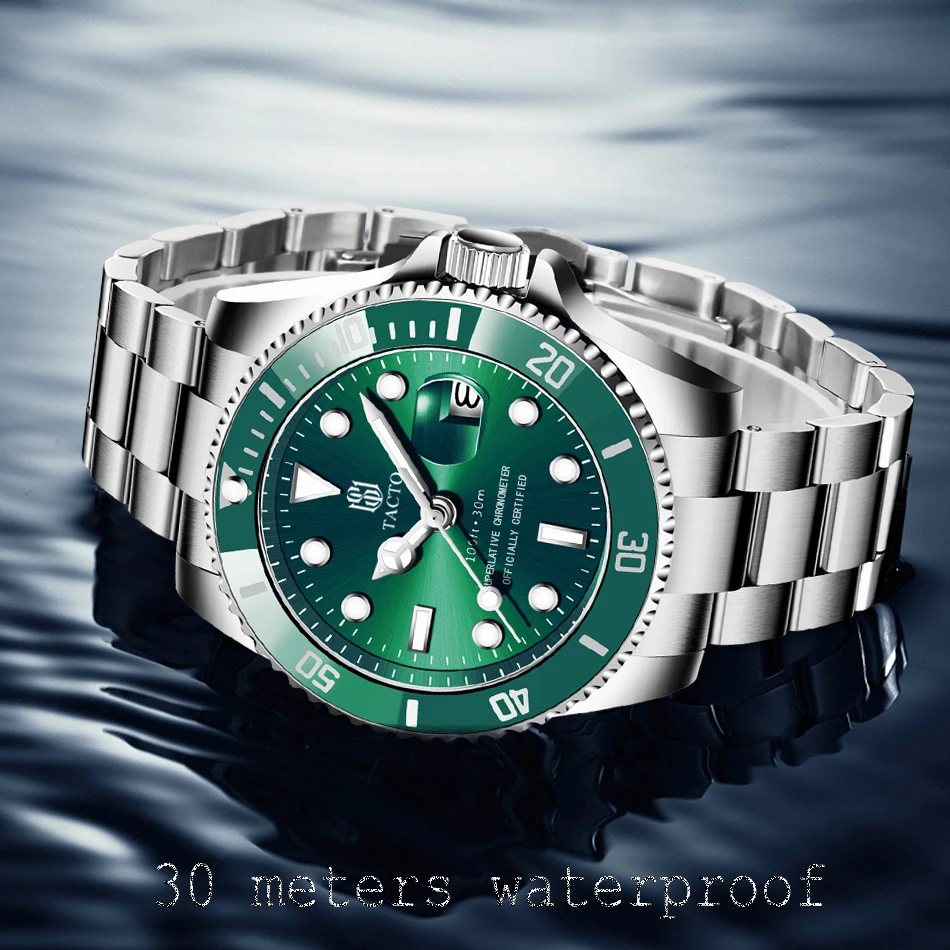 2021 TACTO Mens Watches Top Brand Luxury Gmt-Driver Sports Watches Black Steel Case Rotated Male Wrist Watch Relogios Masculinos