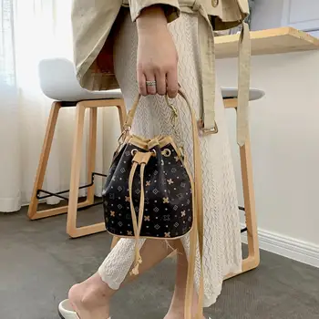 

Drawstring Bucket Women Soft Surface Hot Selling Durable Simple Personality Shoulder Bags Leather Shopping Messenger Handbag