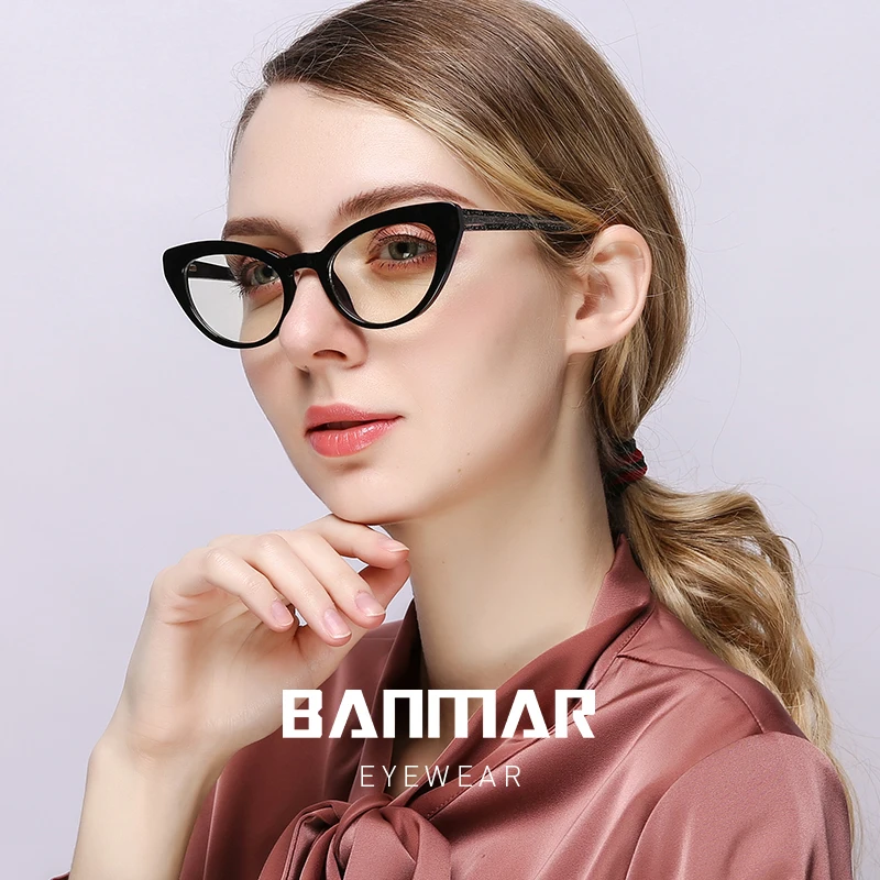 

BANMAR Cat Eye TR90 Computer Glasses Frame Women Optical Eyeglasses Anti Blue Light Blocking Eye Glasses Prescription Spectacles