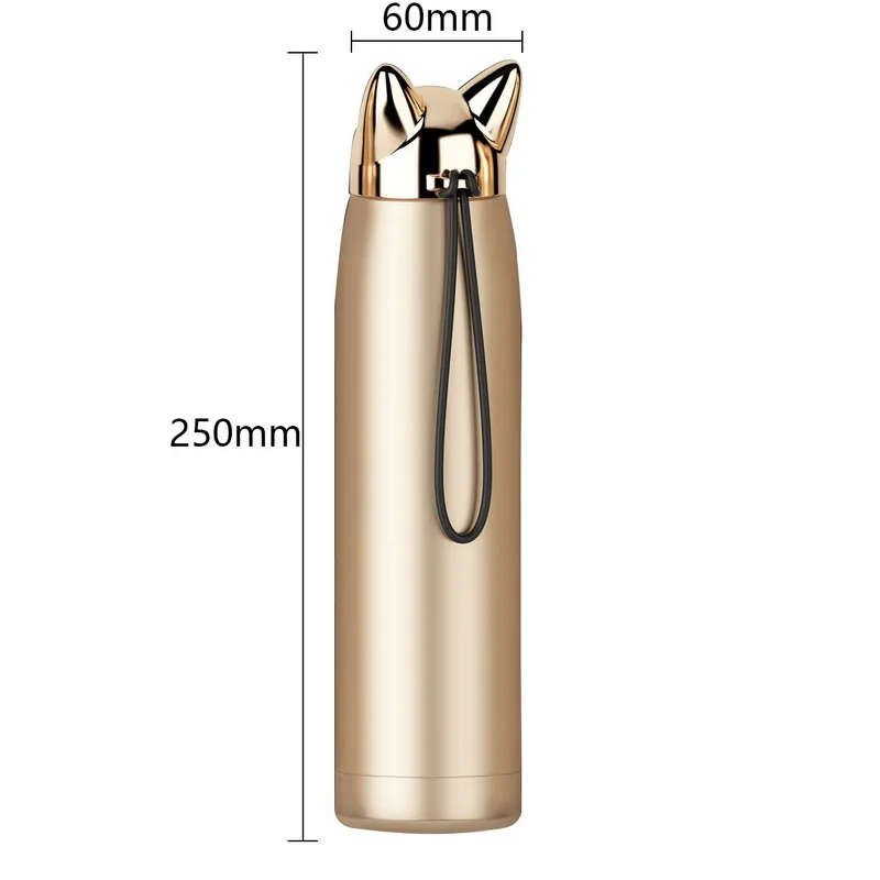 320 мл, вакуумный термос с двойными стенками из нержавеющей стали, термостойкие термосы с кошачьими ушками для кофе, молока, путешествий, герметичные посуда для напитков
