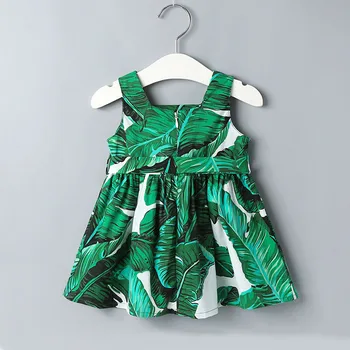 

Baby Girl Dresses Summer 2020 Leaf Print Toddler Girls Clothes Dress For Kids Clothes Roupa Infantil Menina Vestido Infantil