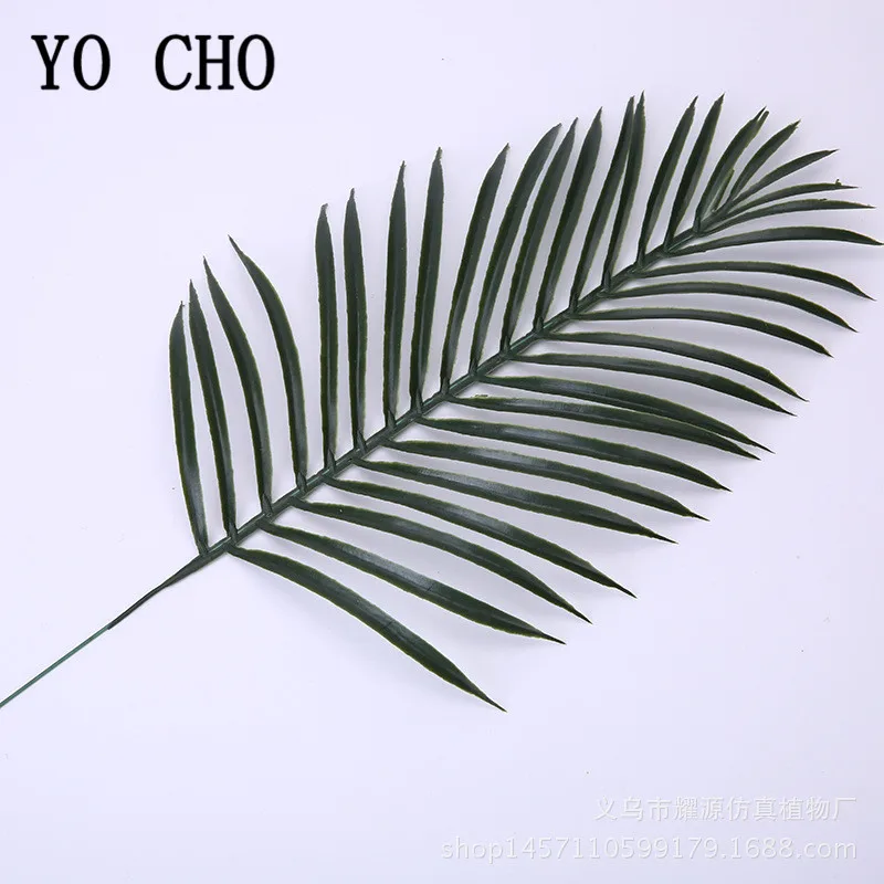 Green YO CHO Artificial Green Kwai Leaves Home Garden Decoration Fan Shape Fake Leaves Photography Background Plants Artificial Leaves - Цвет: Green
