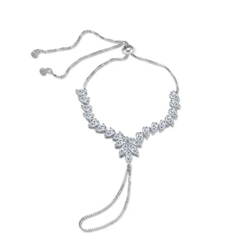 Листья CZ Кристалл Регулируемые звенья цепи браслеты золото Цвет для женщин кубический цирконий Свадебная вечеринка ювелирные изделия подарок на день Святого Валентина