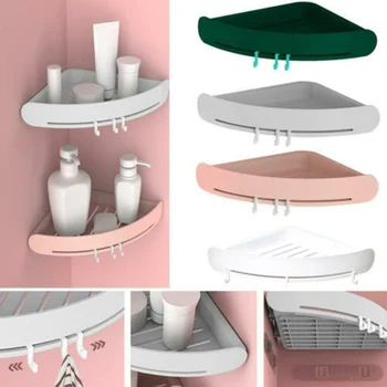 

Triangular Shower Shelf Plastic Punch-free Organizer for Bathroom Corner Kitchen B99