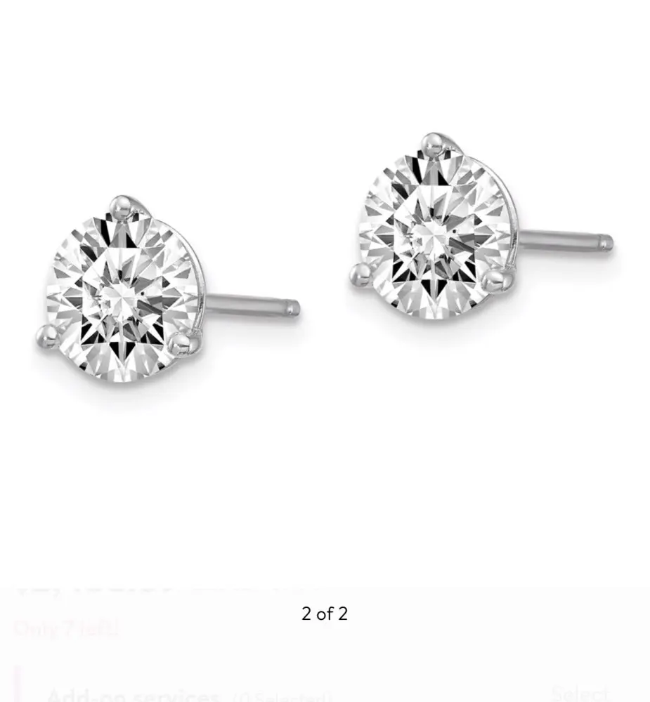 14k белый золотая серьга-гвоздик с 1ct общая камень Муассанит