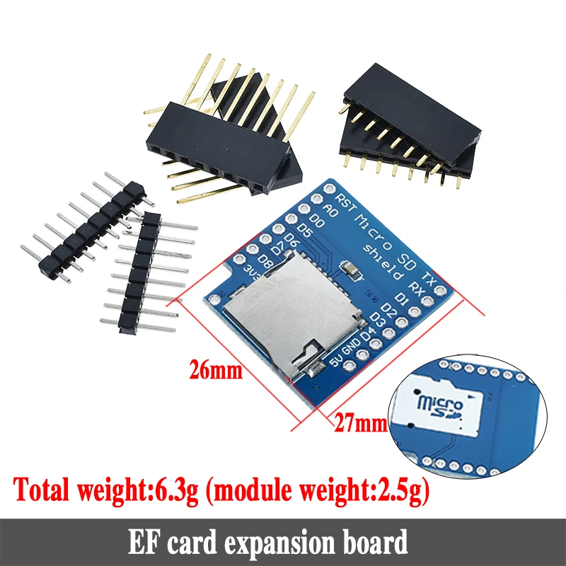 D1 TF module D1 Mini ESP8266 ESP-12 ESP-12F CH340G CH340 V2 USB WeMos wifi макетная плата D1 Mini NodeMCU Lua IOT плата 3,3 В с контактами - Цвет: D1 TF module