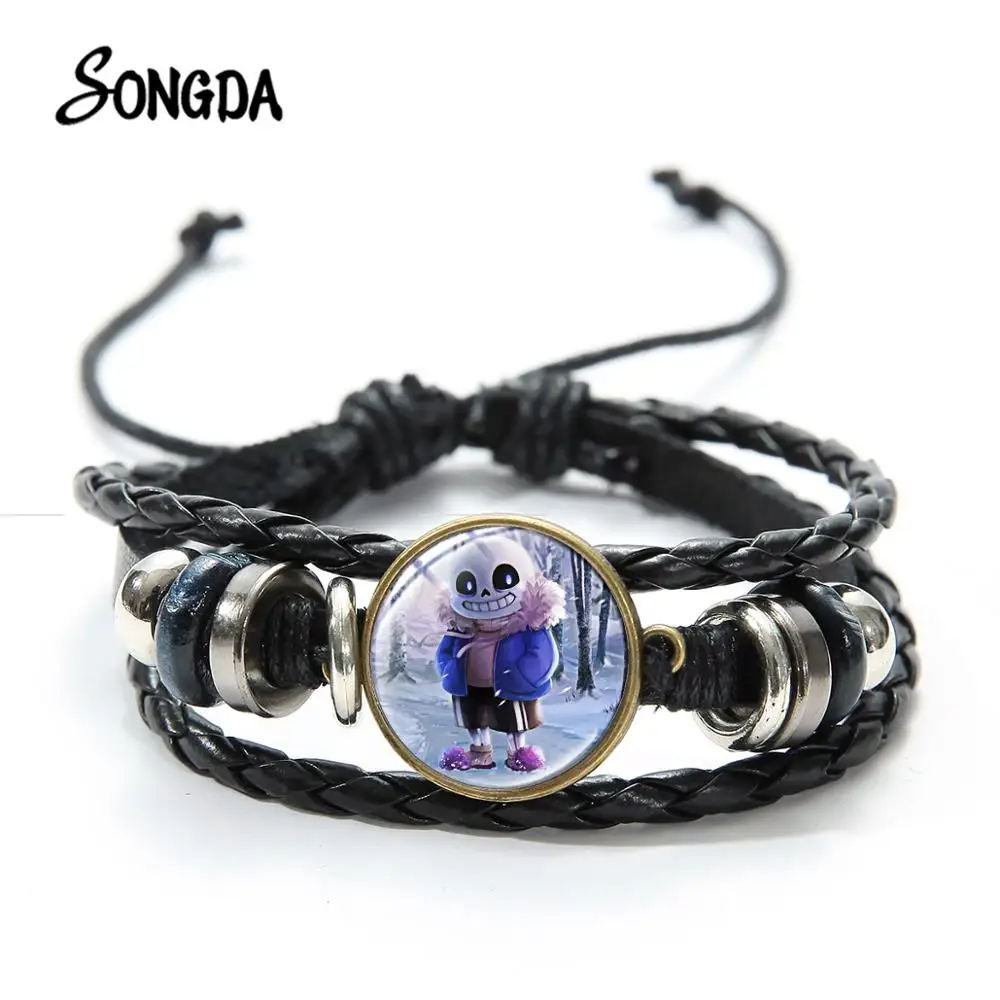 Горячая игра Undertale стекло фото кожаный браслет Sans Papyrus Doggo фигурка забавная