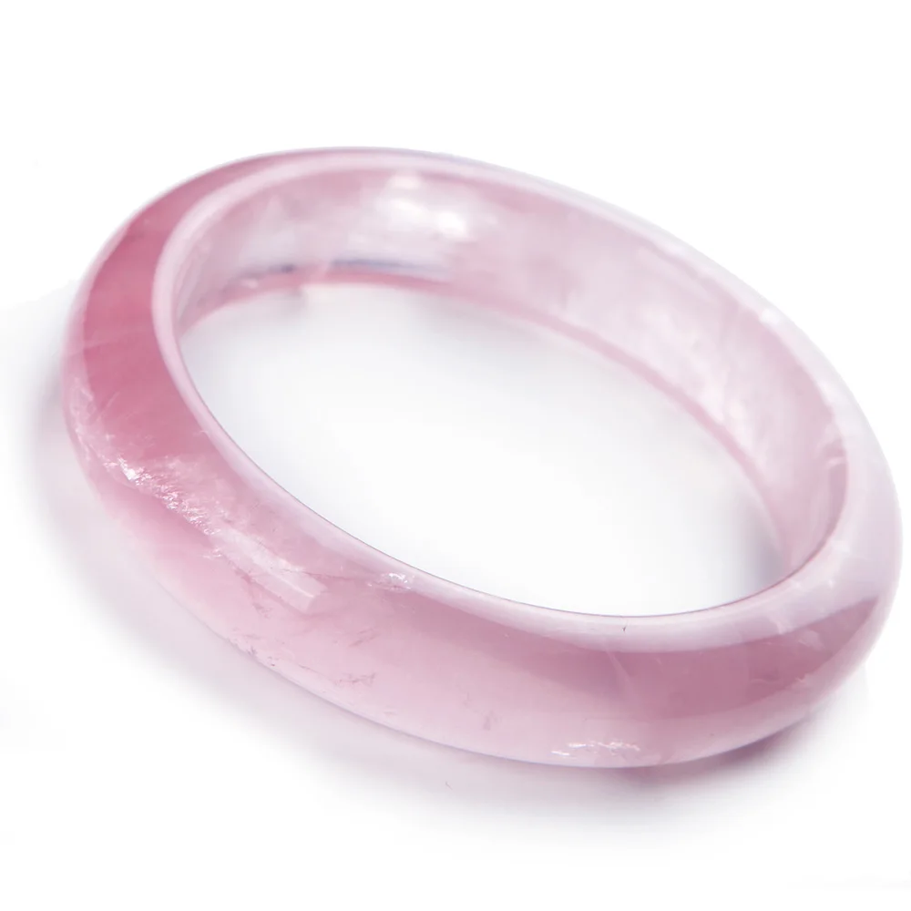 

Genuine Natural Rose Quartz Mozambique Pink Crystal Bangle Beads Bracelet 14x10mm Woman 55mm Fashion Clear Bangle AAAAA