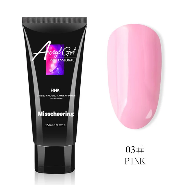 15ml Nail Builder 10 Color Poly Nail Gel Nail Acrylic Gel Crystal UV LED Builder Tips Enhancement Slip Solution Quick Extension Pink