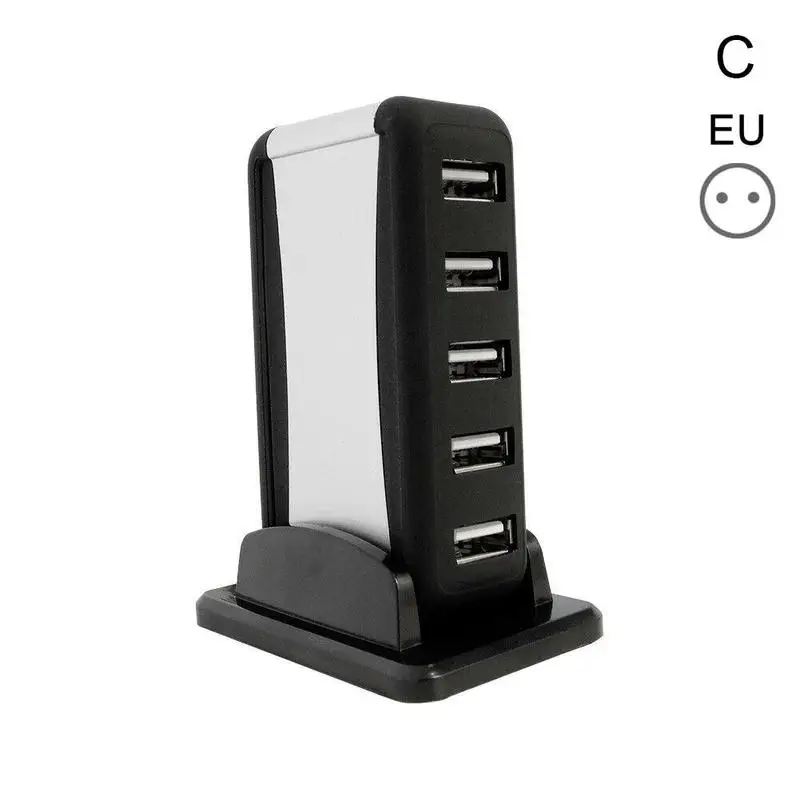 Высокоскоростной Разветвитель USB 2,0 с 7 портами и питанием от сети переменного тока, 480 Мбит/с для ноутбука, штепсельная вилка стандарта ЕС/США/Великобритании для настольного адаптера компьютера F8F1