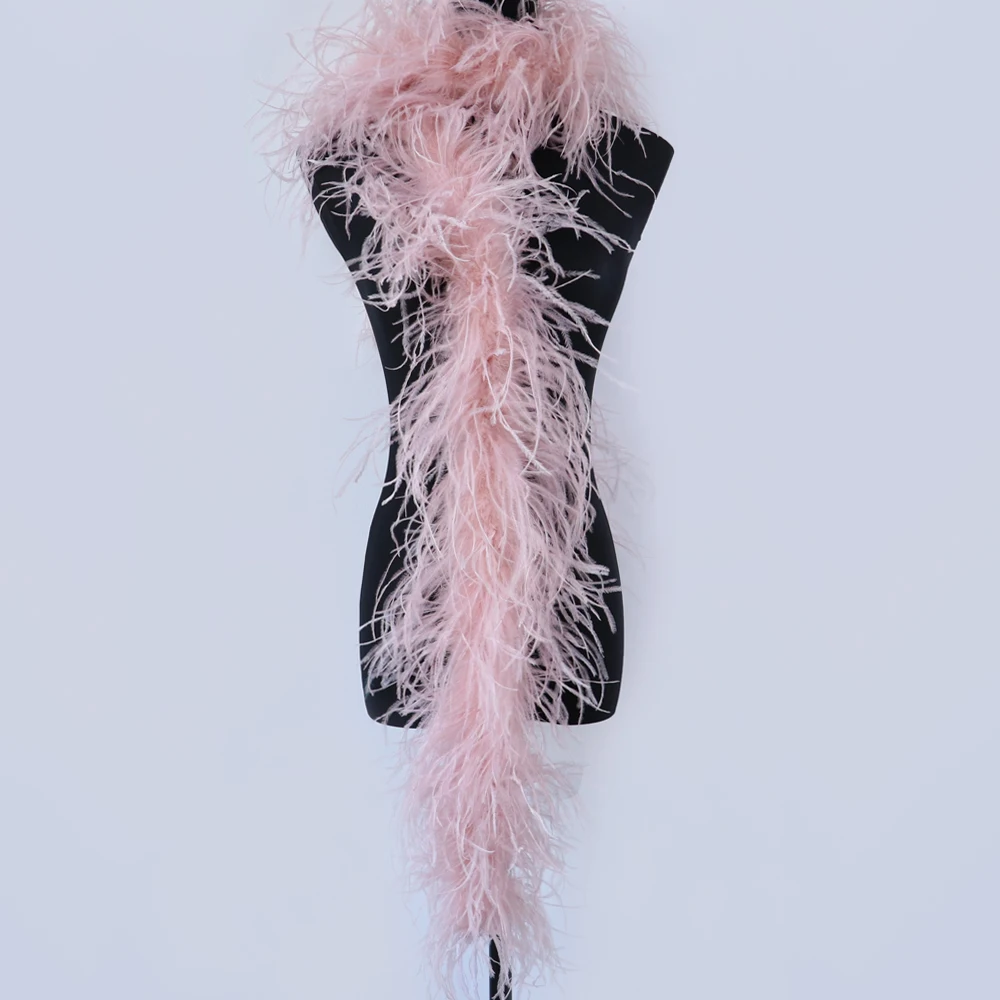 Large 2Metre Natural Ostrich Feather Boas Pink Customized The Whole 10CM  Plume Clothing Scarf Wedding Party Shawl Accessories