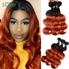 

Sexay 1B 350 Body Wave Bundles 28 Inch 3/4 Pcs Dark Roots Ombre 27 Bleach Blonde Pre Colored 10A Remy Human Hair Weave Bundles