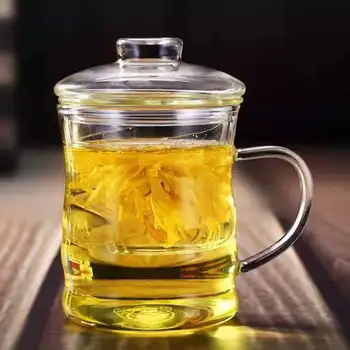

Glass Cup Tea Cup with Lid Transparent Heat-resistant Thickening Filter Tea Separation Men and Women Water Cup Office Cup Coffee