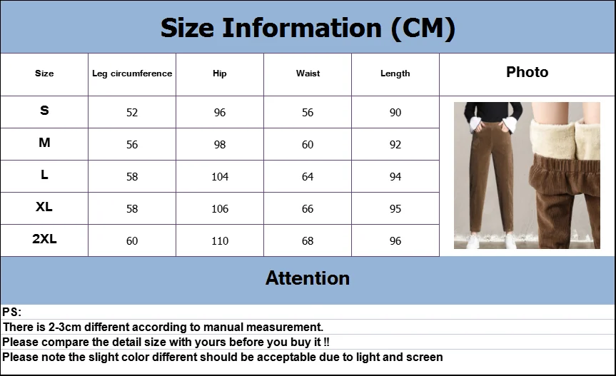 2021 New Women Pants Autumn Winter Corduroy Plush Thick Warm Long Pants High Waist Casual Loose Harem Trousers Pantalones leggings